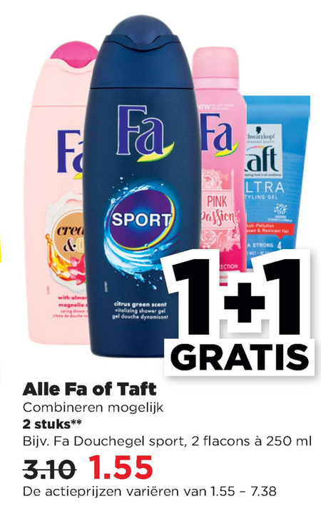 Fa   haargel, douchegel folder aanbieding bij  Plus - details