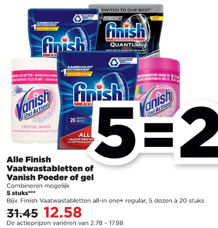 Finish   vlekkenverwijderaar, vaatwasmiddel folder aanbieding bij  Plus - details