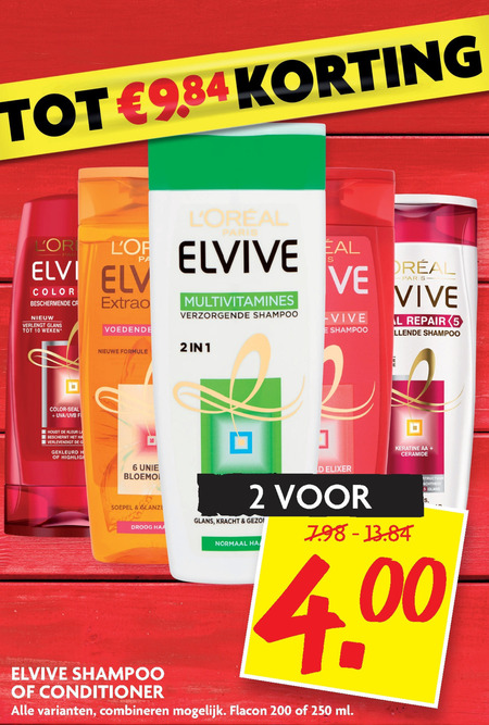 Elvive   shampoo, conditioner folder aanbieding bij  Dekamarkt - details