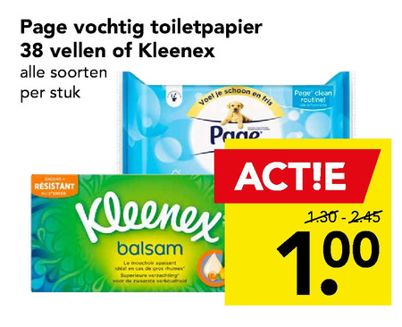 Kleenex   tissue, vochtig toiletpapier folder aanbieding bij  Deen - details