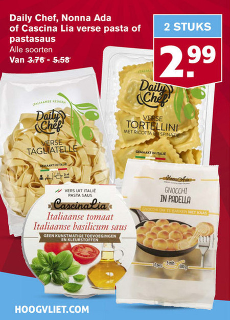 Daily Chef   tortellini, gnocchi  folder aanbieding bij  Hoogvliet - details