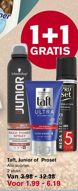 Schwarzkopf   hairspray, haargel folder aanbieding bij  Hoogvliet - details