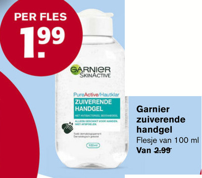 Garnier Skin Active   desinfecterende gel folder aanbieding bij  Hoogvliet - details