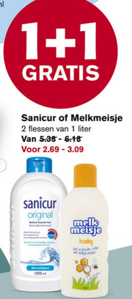 Sanicur   douchegel folder aanbieding bij  Hoogvliet - details