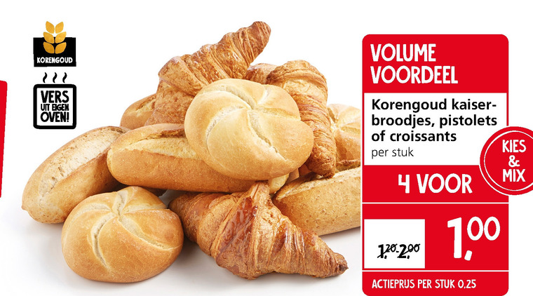 Korengoud   kaiserbroodjes, croissant folder aanbieding bij  Jan Linders - details