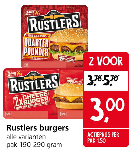 Rustler   hamburger broodje folder aanbieding bij  Jan Linders - details