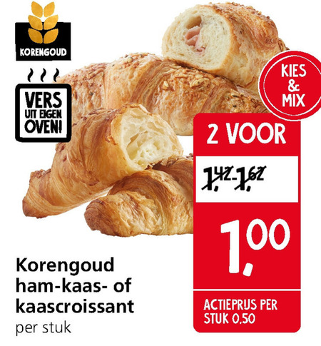 Korengoud   croissant, kaasbroodjes folder aanbieding bij  Jan Linders - details