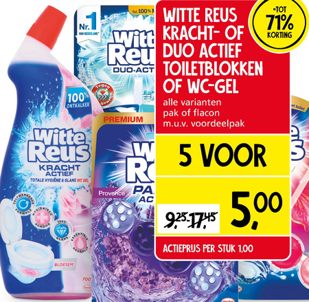 Witte Reus   toiletblok, toiletreiniger folder aanbieding bij  Jan Linders - details