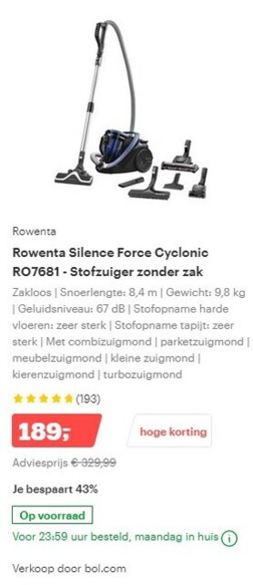 Rowenta   stofzuiger folder aanbieding bij  Bol.com - details