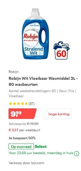 Robijn   wasmiddel folder aanbieding bij  Bol.com - details