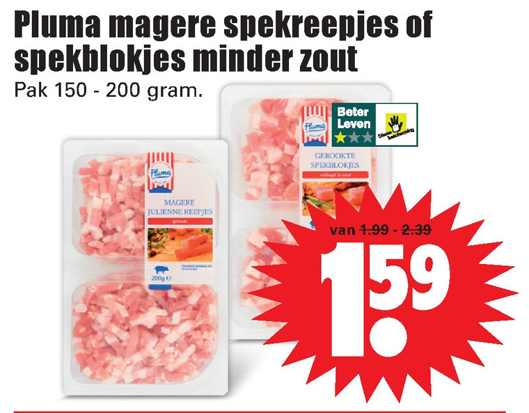 Pluma   spekblokjes, spekreepjes folder aanbieding bij  Dirk - details