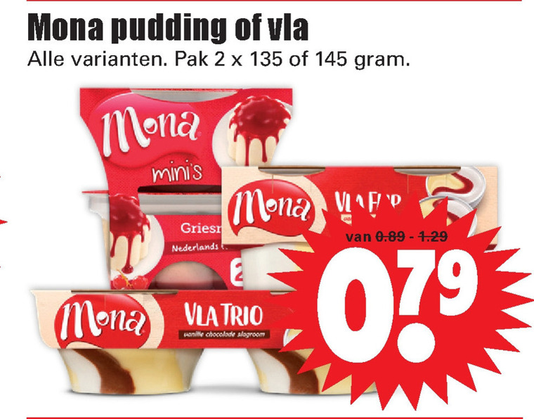 Mona   vla, pudding folder aanbieding bij  Dirk - details