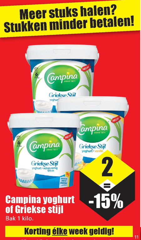 Campina   yoghurt folder aanbieding bij  Dirk - details