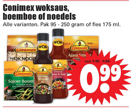 Conimex   woksaus, boemboe folder aanbieding bij  Dirk - details