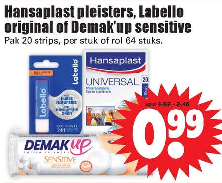 Hansaplast   lippenbalsem, wattenschijfjes folder aanbieding bij  Dirk - details