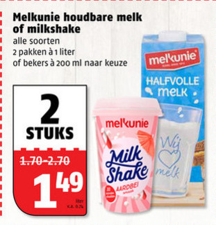 Melkunie   melk, milkshake folder aanbieding bij  Poiesz - details