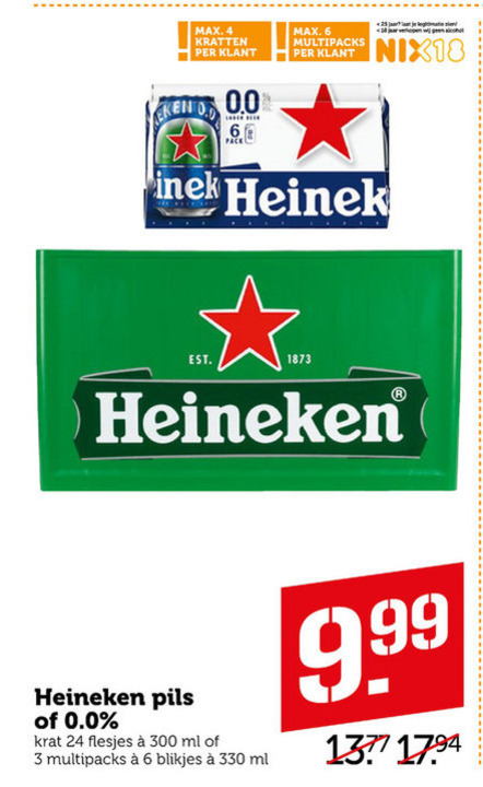 Heineken 0.0   krat bier, blikje bier folder aanbieding bij  Coop - details