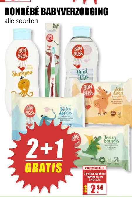 Bonbebe   billendoekjes, babyshampoo folder aanbieding bij  MCD Supermarkt Basis - details