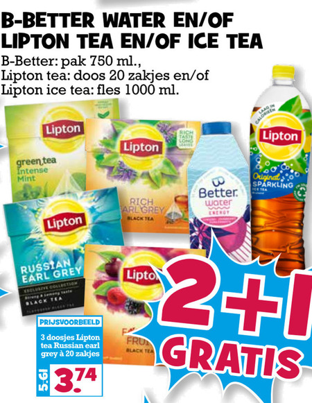 Lipton   ice tea, thee folder aanbieding bij  Boons Markt - details