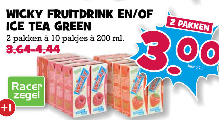 Wicky   ice tea, fruitdrank folder aanbieding bij  Boons Markt - details