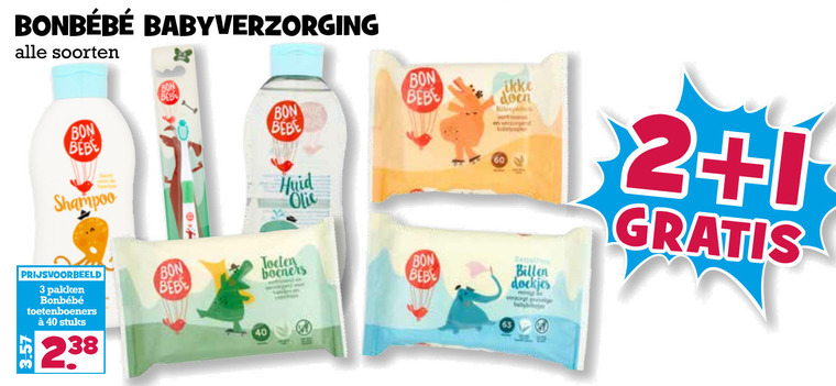 Bonbebe   gezichtsdoekjes, babyverzorging folder aanbieding bij  Boons Markt - details