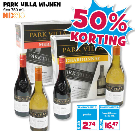 Park Villa   rode wijn, witte wijn folder aanbieding bij  Boons Markt - details