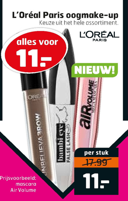 L Oreal   oogschaduw, mascara folder aanbieding bij  Trekpleister - details