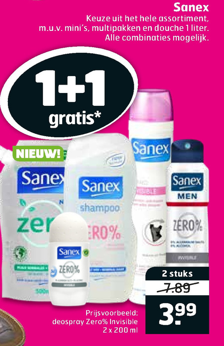 Sanex   douchegel, shampoo folder aanbieding bij  Trekpleister - details