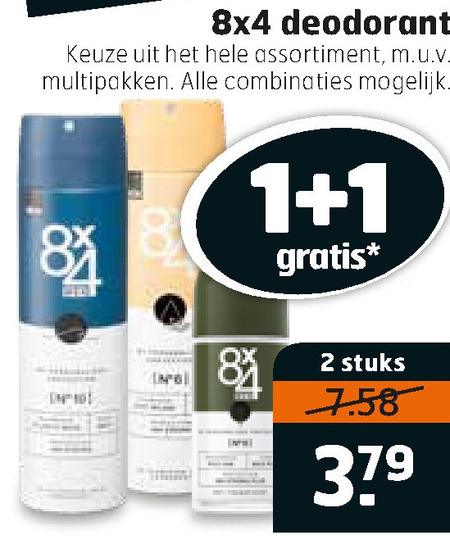 8x4   deodorant folder aanbieding bij  Trekpleister - details