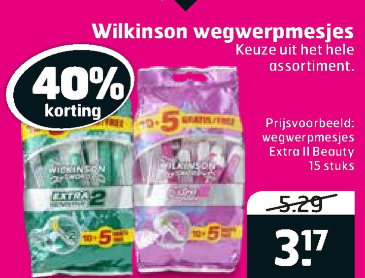 Wilkinson   wegwerpscheermesjes folder aanbieding bij  Trekpleister - details