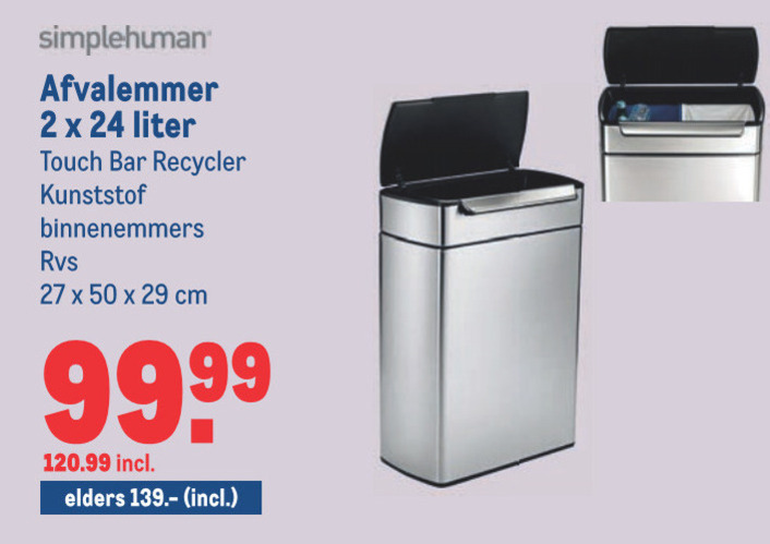 Simplehuman   afvalemmer folder aanbieding bij  Makro - details