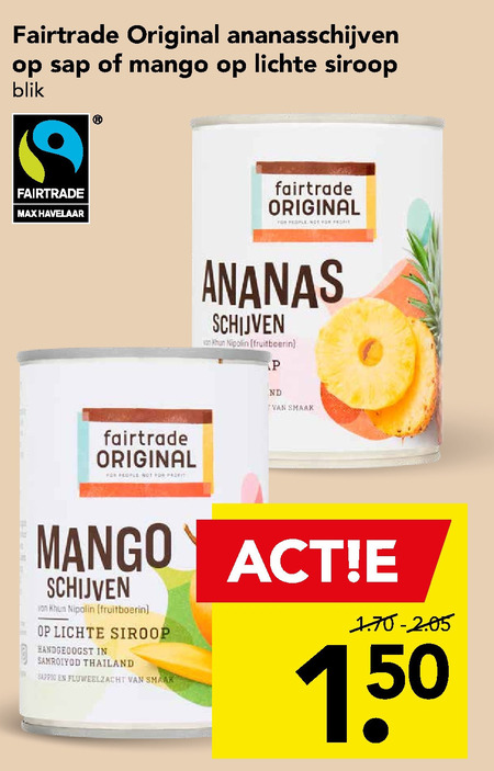 Fair Trade Original   fruitconserven, ananasschijven folder aanbieding bij  Deen - details