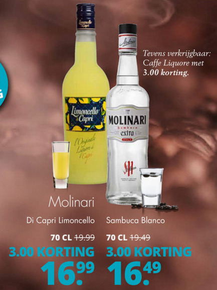 Molinari   limoncello, sambuca folder aanbieding bij  Mitra - details