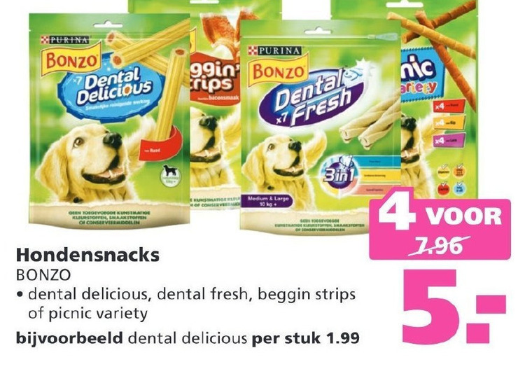 Bonzo   hondensnacks folder aanbieding bij  Ranzijn Tuin en Dier - details