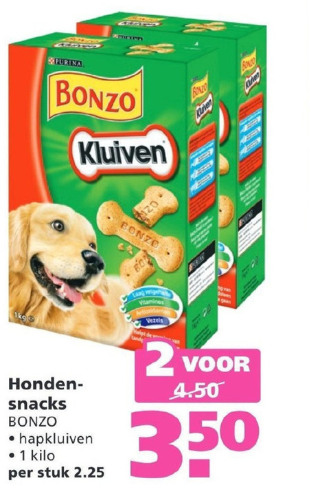 Bonzo   hondensnacks folder aanbieding bij  Ranzijn Tuin en Dier - details