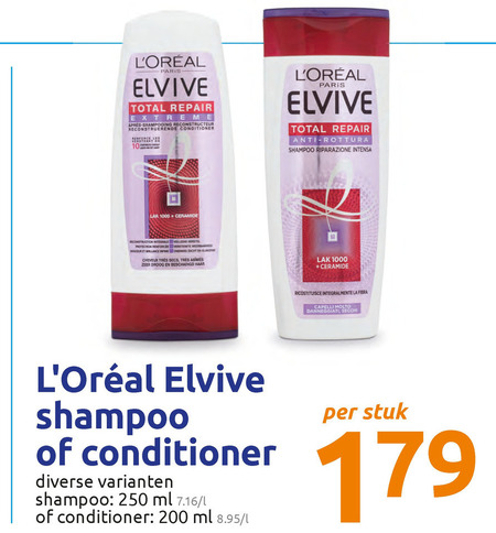 Elvive   conditioner, shampoo folder aanbieding bij  Action - details