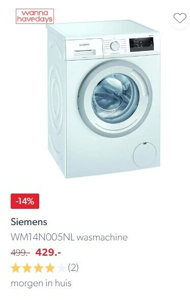 Siemens   wasmachine folder aanbieding bij  wehkamp.nl - details