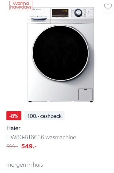 Haier   wasmachine folder aanbieding bij  wehkamp.nl - details