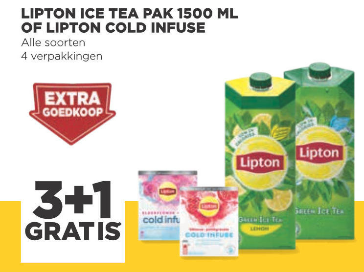 Lipton   ice tea, thee folder aanbieding bij  Jumbo - details