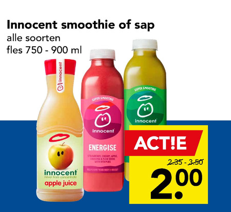 Innocent   fruitsmoothie, vruchtensap folder aanbieding bij  Deen - details