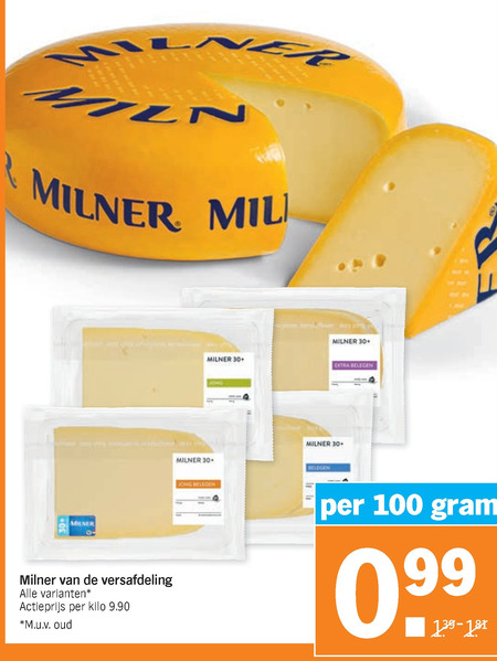 Milner   kaas, kaasplakken folder aanbieding bij  Albert Heijn - details