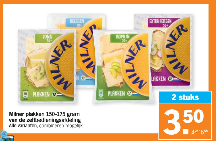 Milner   kaasplakken folder aanbieding bij  Albert Heijn - details