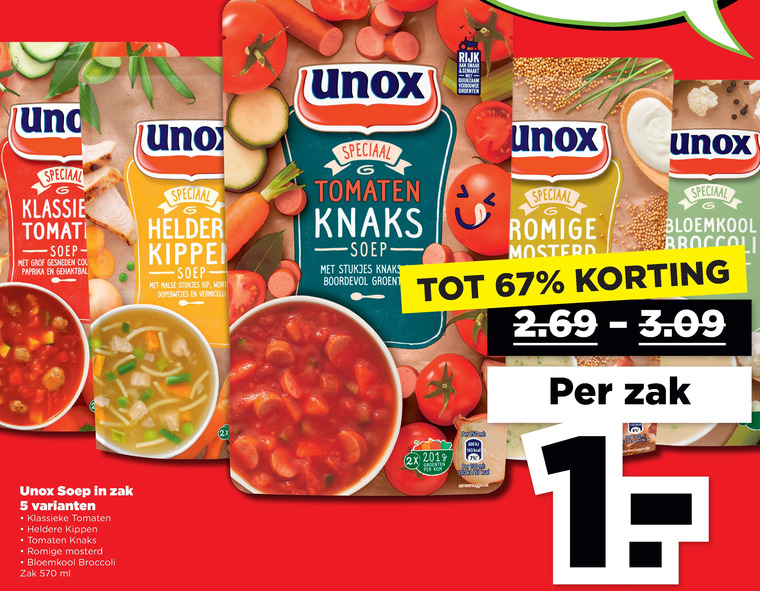 Unox   soep folder aanbieding bij  Plus - details