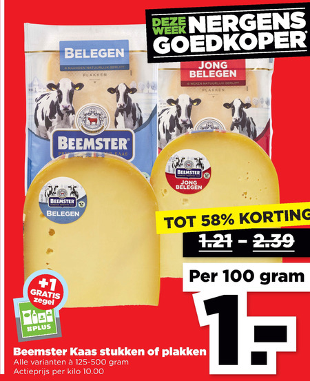 Beemster   kaas, kaasplakken folder aanbieding bij  Plus - details