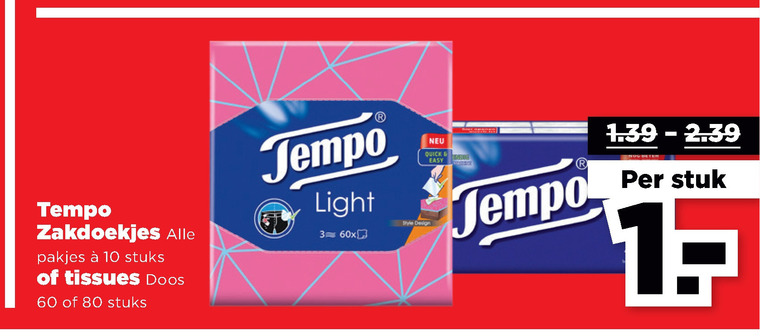 Tempo   tissue, zakdoek folder aanbieding bij  Plus - details