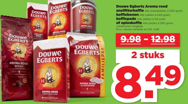 Douwe Egberts   koffiebonen, koffiepad folder aanbieding bij  Plus - details