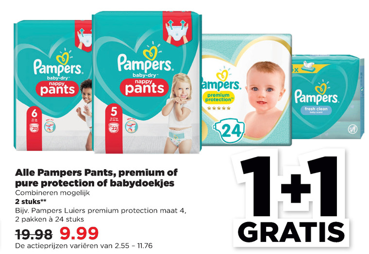 Pampers   luiers, luierbroekjes folder aanbieding bij  Plus - details