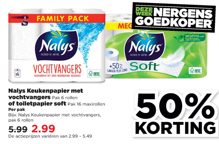 Nalys   toiletpapier, keukenpapier folder aanbieding bij  Plus - details