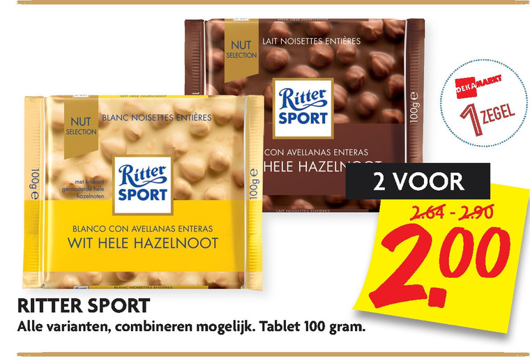 Ritter Sport   chocolade folder aanbieding bij  Dekamarkt - details