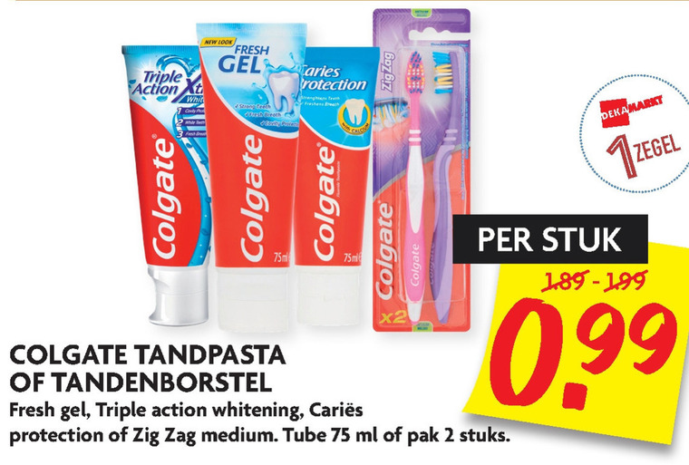 Colgate   tandpasta, tandenborstel folder aanbieding bij  Dekamarkt - details